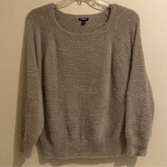 Express Super Soft Studs All Over Sweater Size L Brown Long Sleeve Pullover - Picture 1 of 10